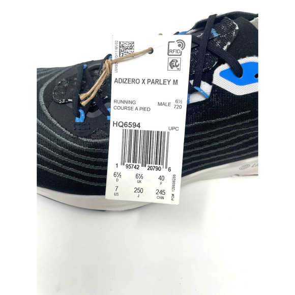 Adidas Adizero X Parley Running Shoes Mens 7 HQ6594 Lightstrike Race Blk/Gry/Blu - Picture 7 of 9